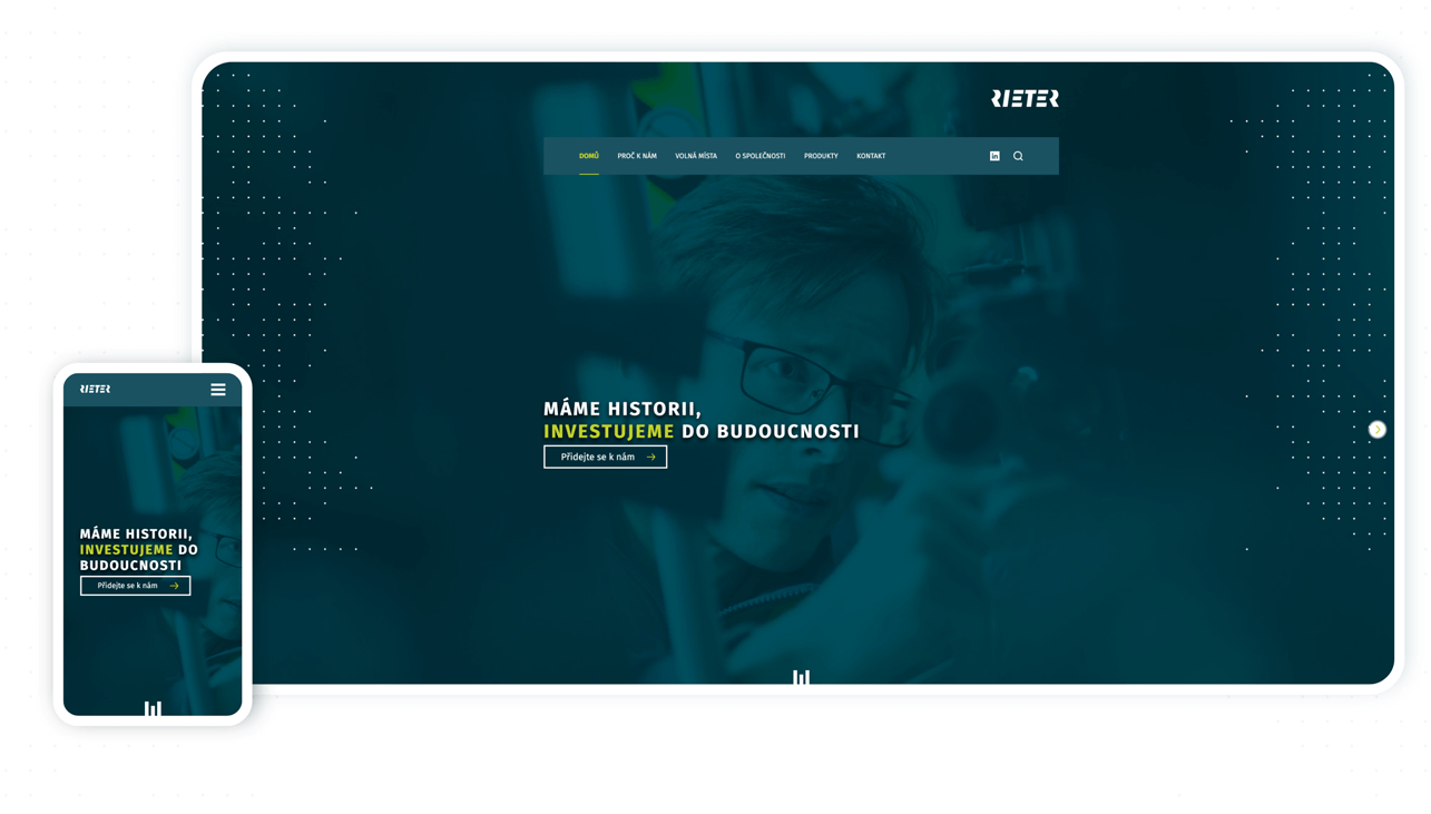 Redesign webových stránek Rieter ukázka