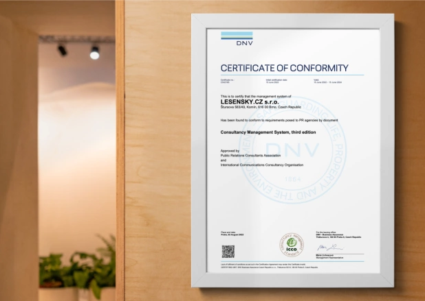 Certifikace APRA ukázka certifikátu pro obor public relations