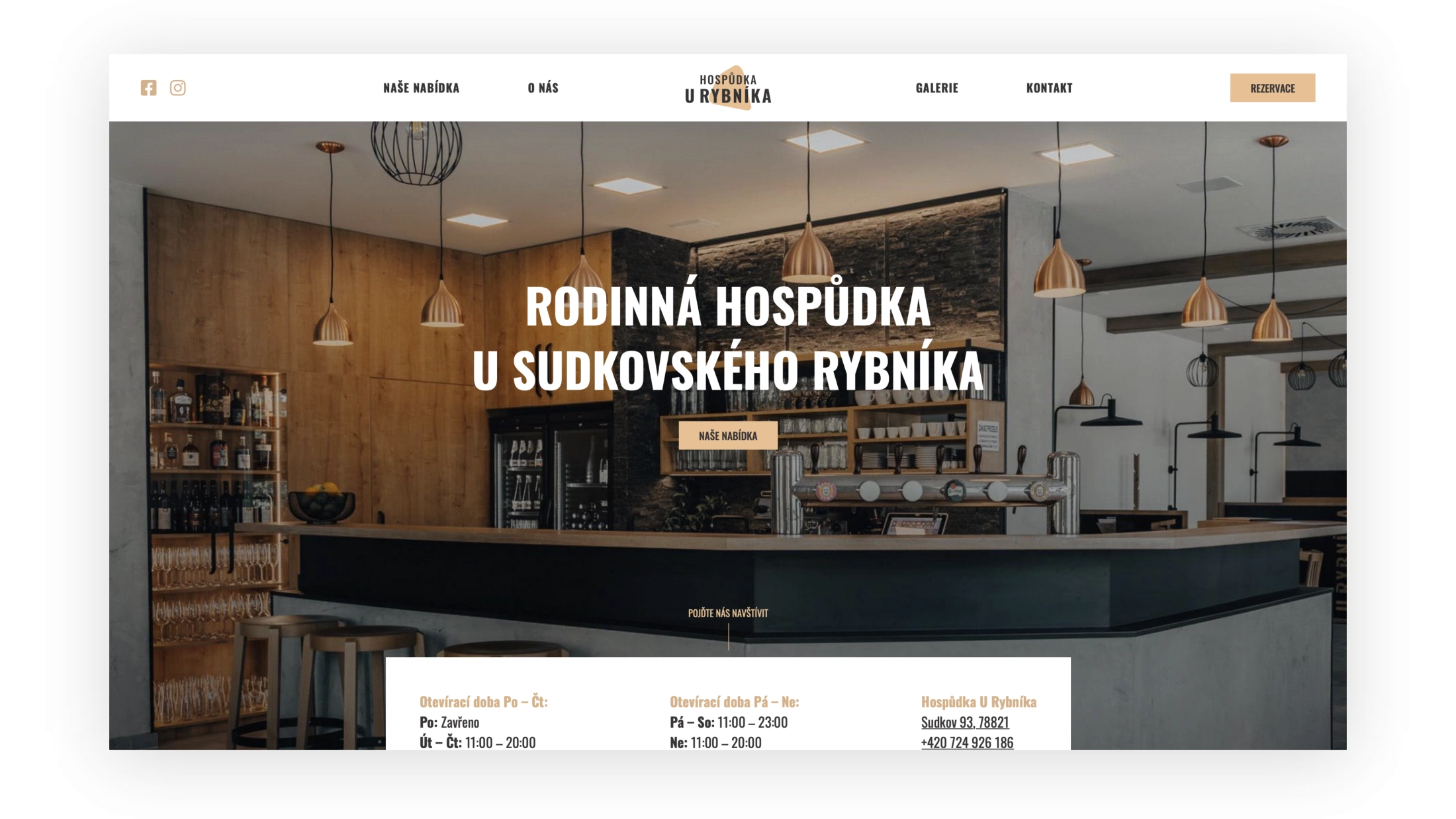 Ukázka webu Hospůdka U Rybníka