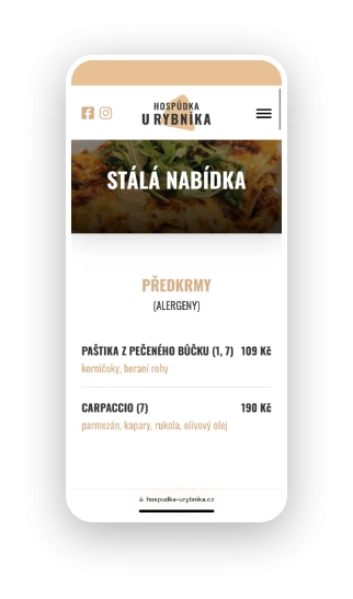 Webové stránky uázka branding restaurace