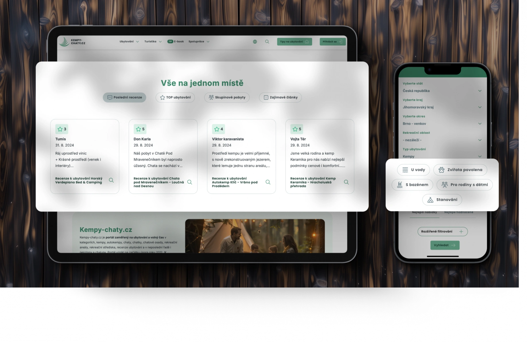 Důraz na homepage i přehledný filtr ubytování | Kempy-chaty.cz