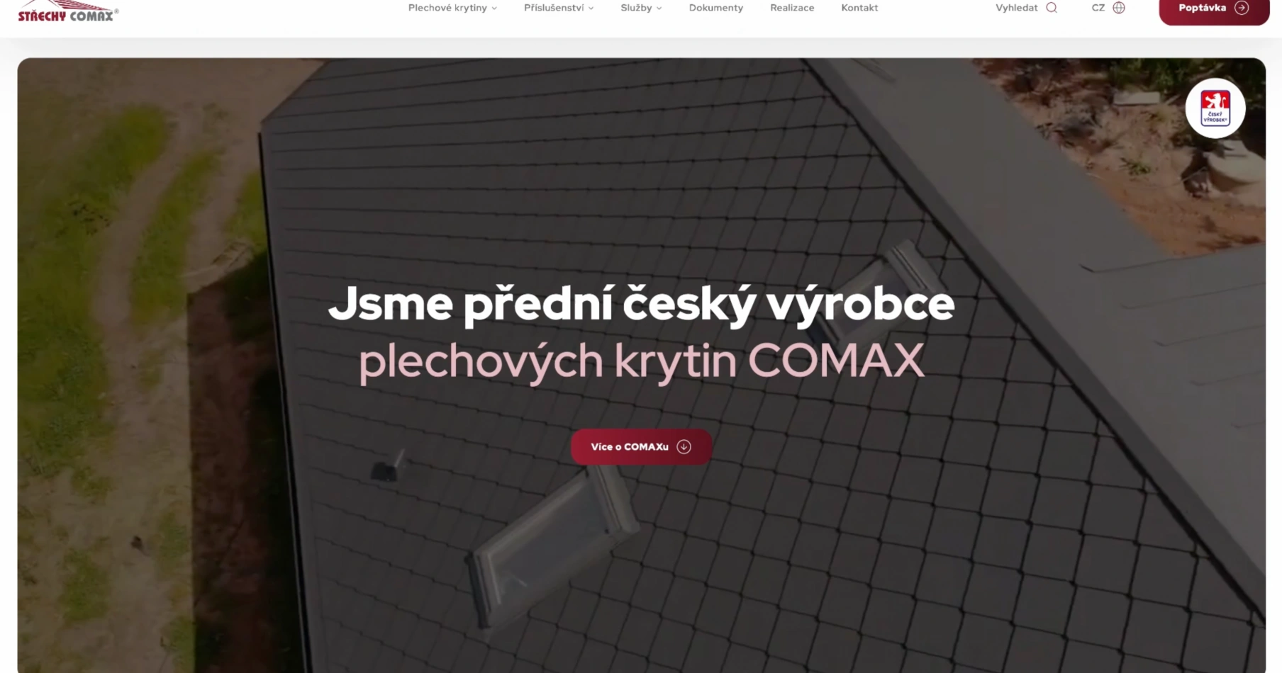 Webové stránky pre STŘECHY COMAX od LESENSKY.CZ